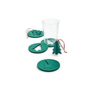 The Cellar Holiday “Two In One Tree” Coaster And Ornament, Set of Christmas Tree